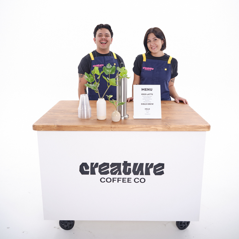 Austin Coffee Catering, Iced Latte Cart, Cold Brew on tap, Mobile Barista Austin, Coffee Cart, Espresso Bar, Creature Coffee Austin