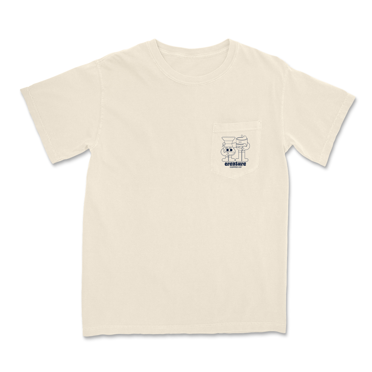 Pocket Tee - Cream - Creature Coffee Co