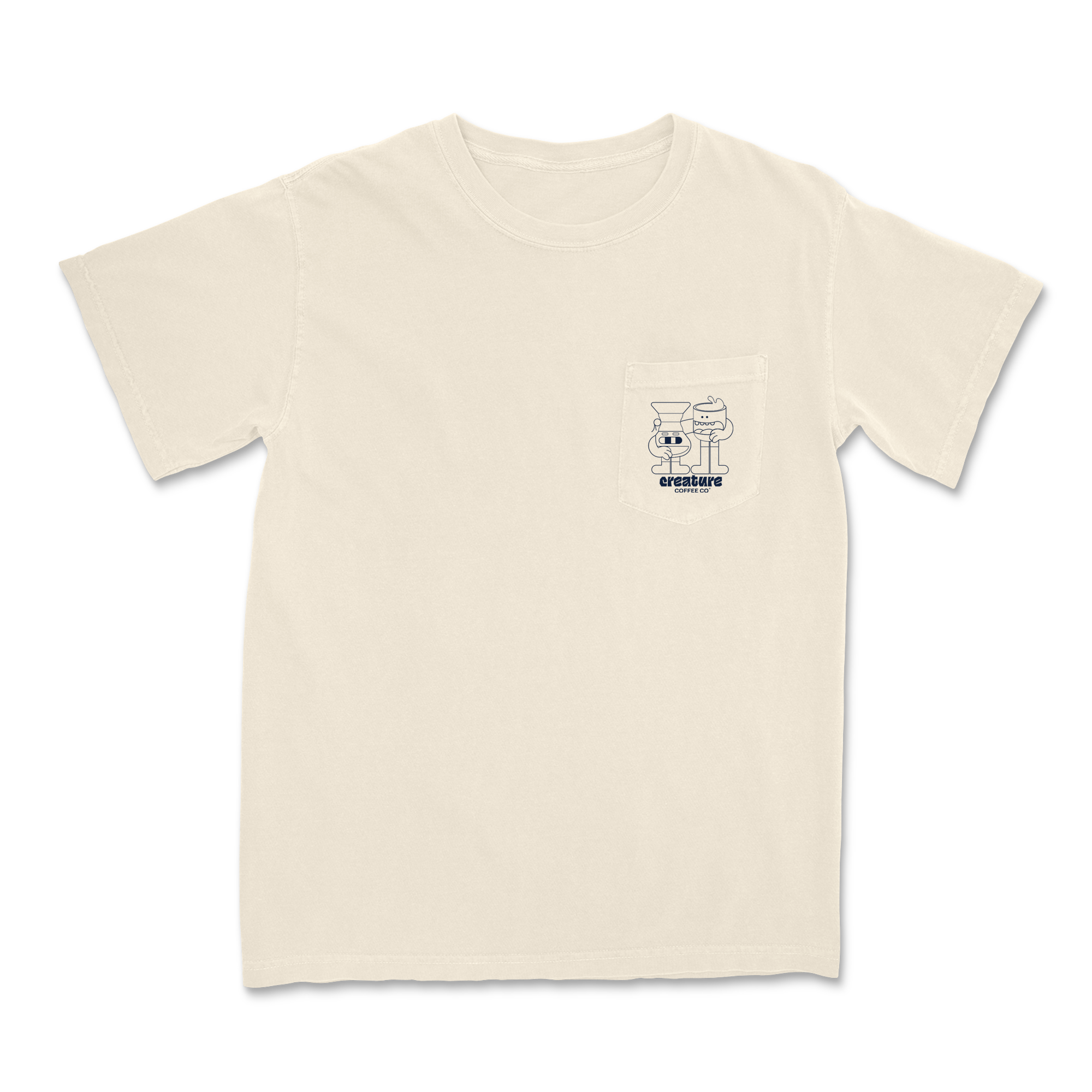 Pocket Tee - Cream - Creature Coffee Co